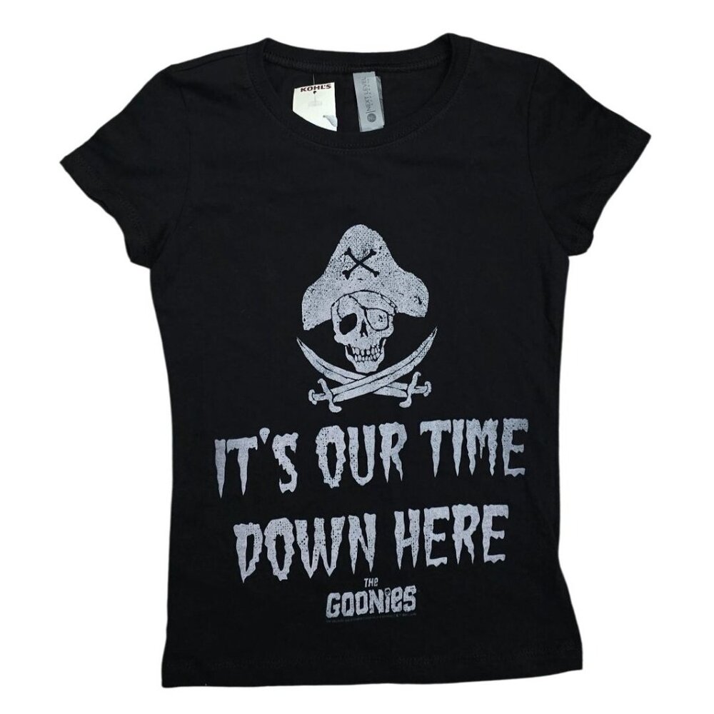 The Goonies Kids Black Pirate T-Shirt Its Our Time Down Here Graphic Tee By Next